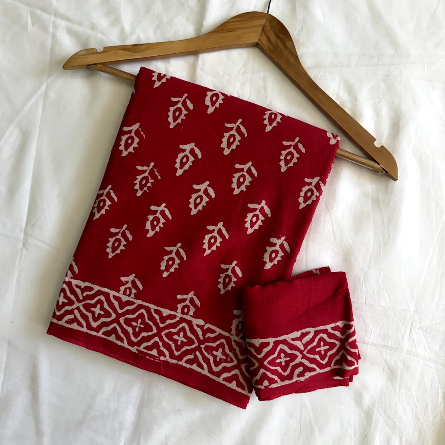Pre-Order Bagru handBlock Print Cotton mulmul Sarees With Running Blouse