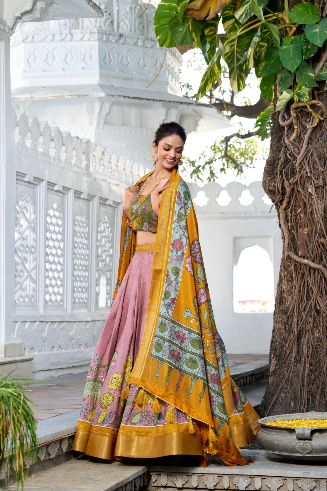 ANUSHA catalogue Fancy Semi stitched dola silk Kalamkari Lehenga Set - New arrival ready for dispatch