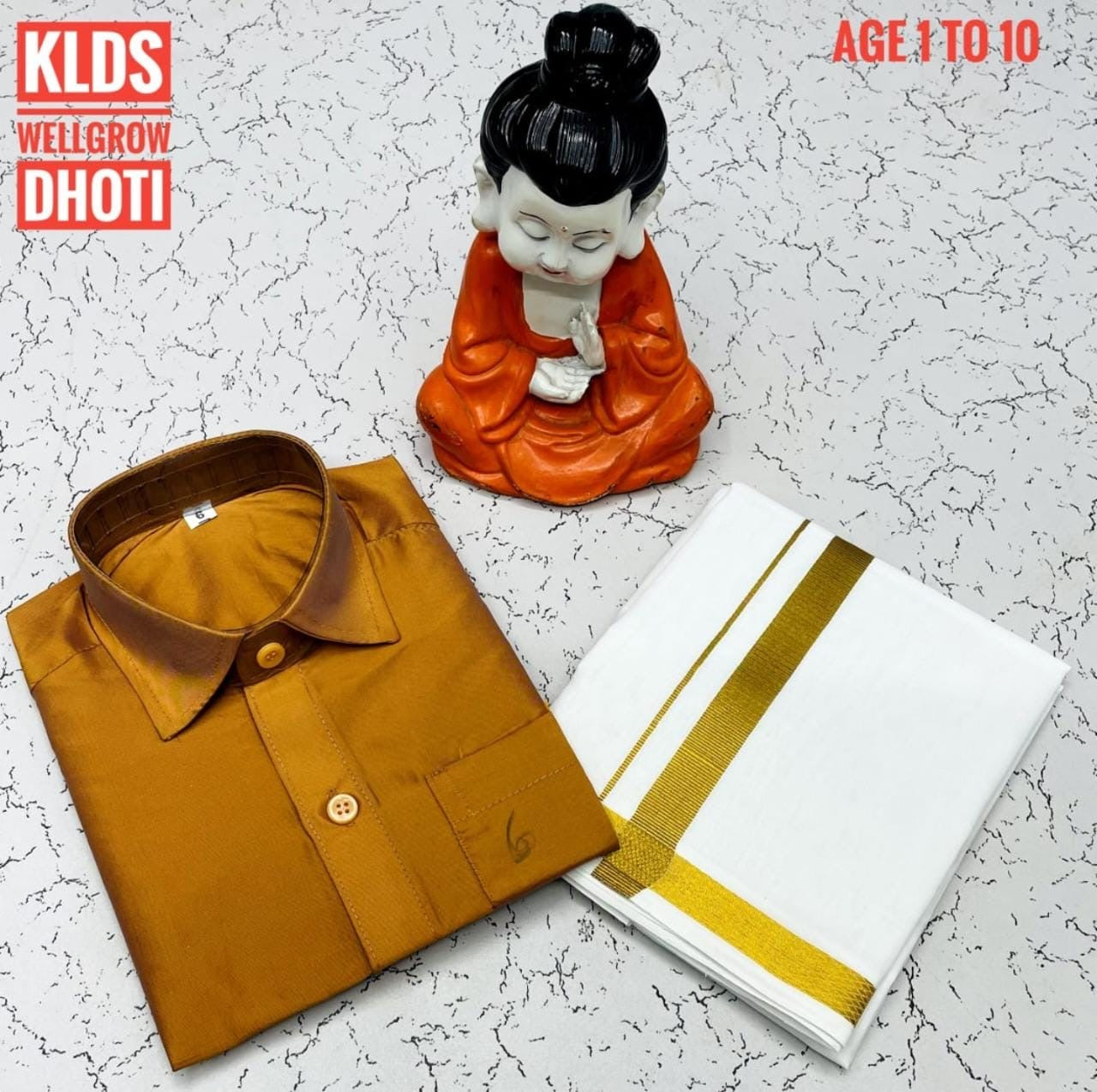 Pre order Age 1 to 5 Boys ethnic shirt and velcro dhoti set