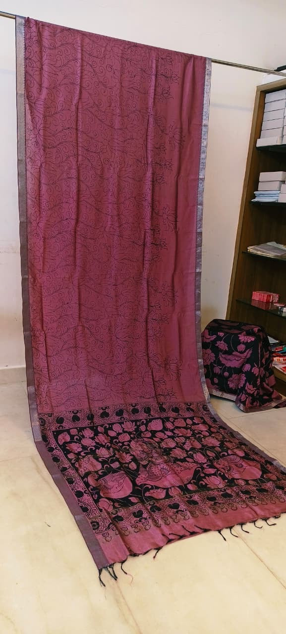 Chanderi silk pen kalamkari sarees