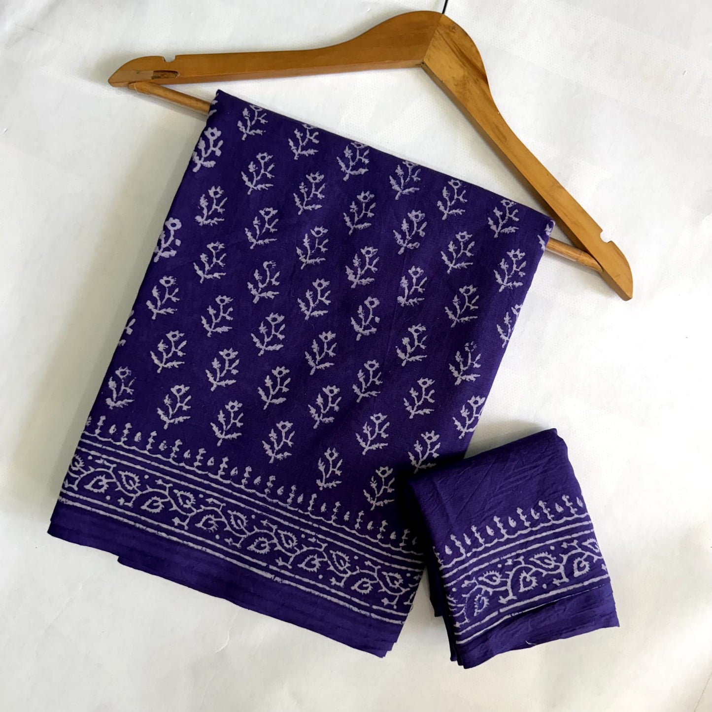 Pre-Order Bagru handBlock Print Cotton mulmul Sarees With Running Blouse