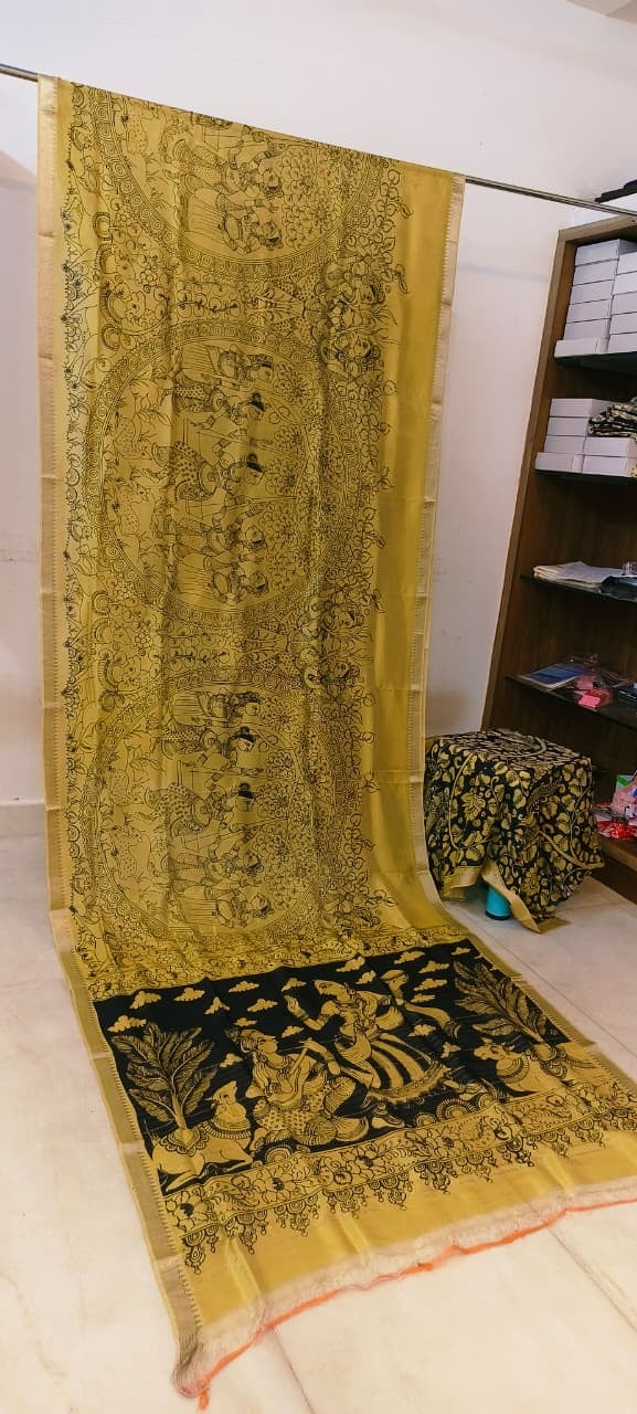 Chanderi silk pen kalamkari sarees