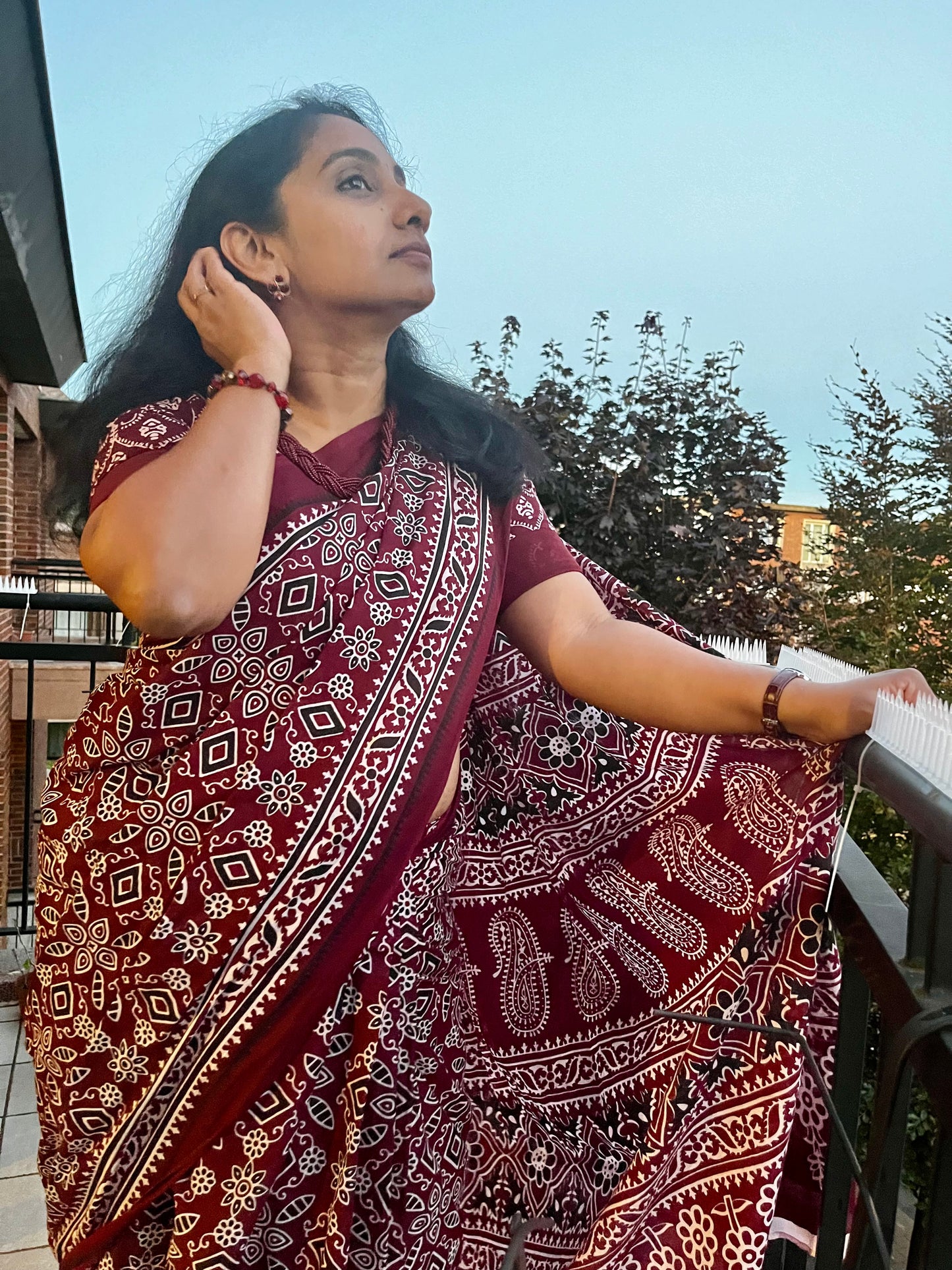 Beautiful Handblock printed pure cotton mulmul saree with blouse