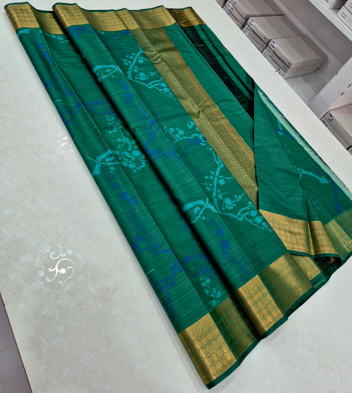 Kanjivaram mixed silk saree kalamkari design