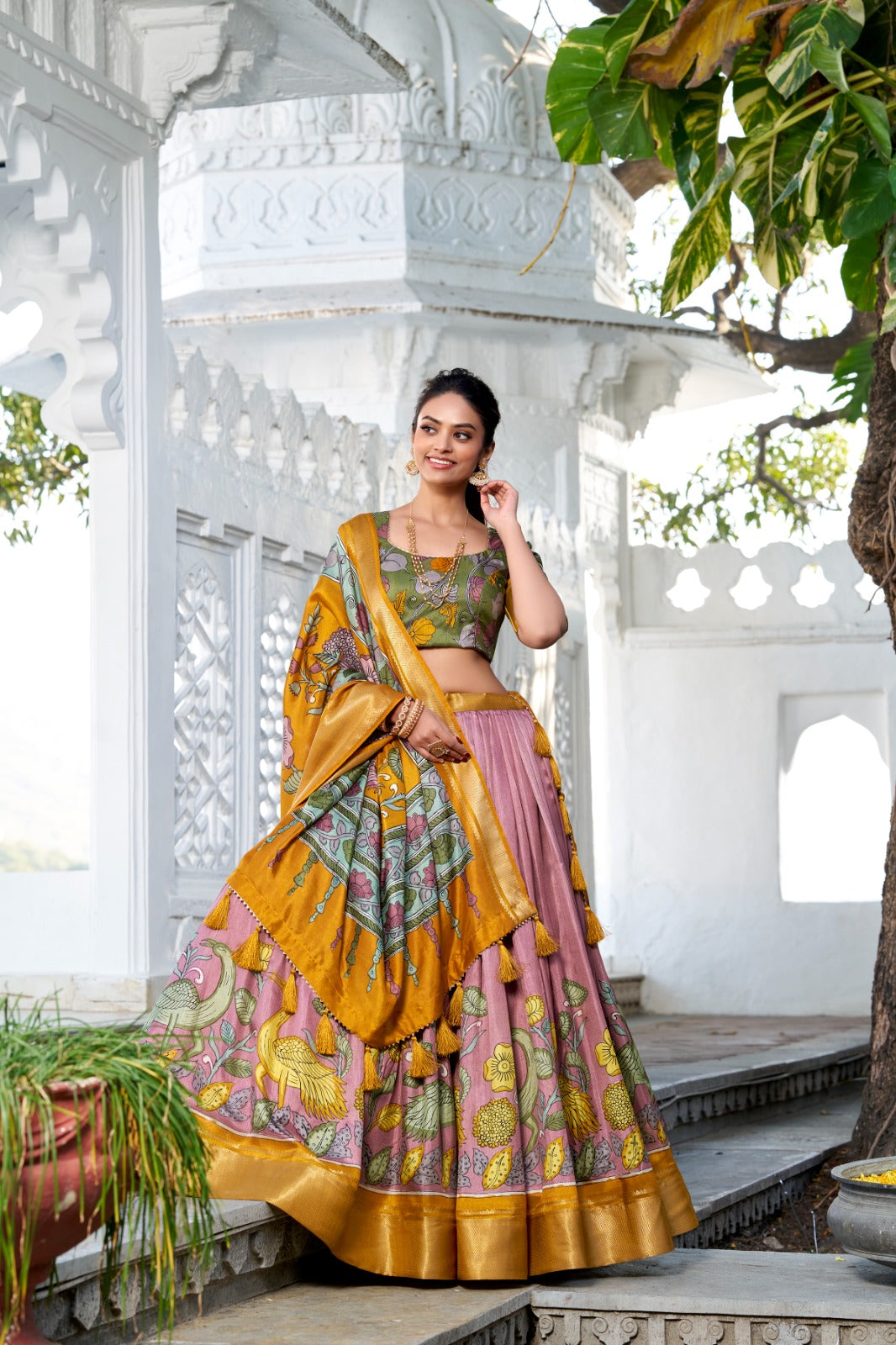 ANUSHA catalogue Fancy Semi stitched dola silk Kalamkari Lehenga Set - New arrival ready for dispatch