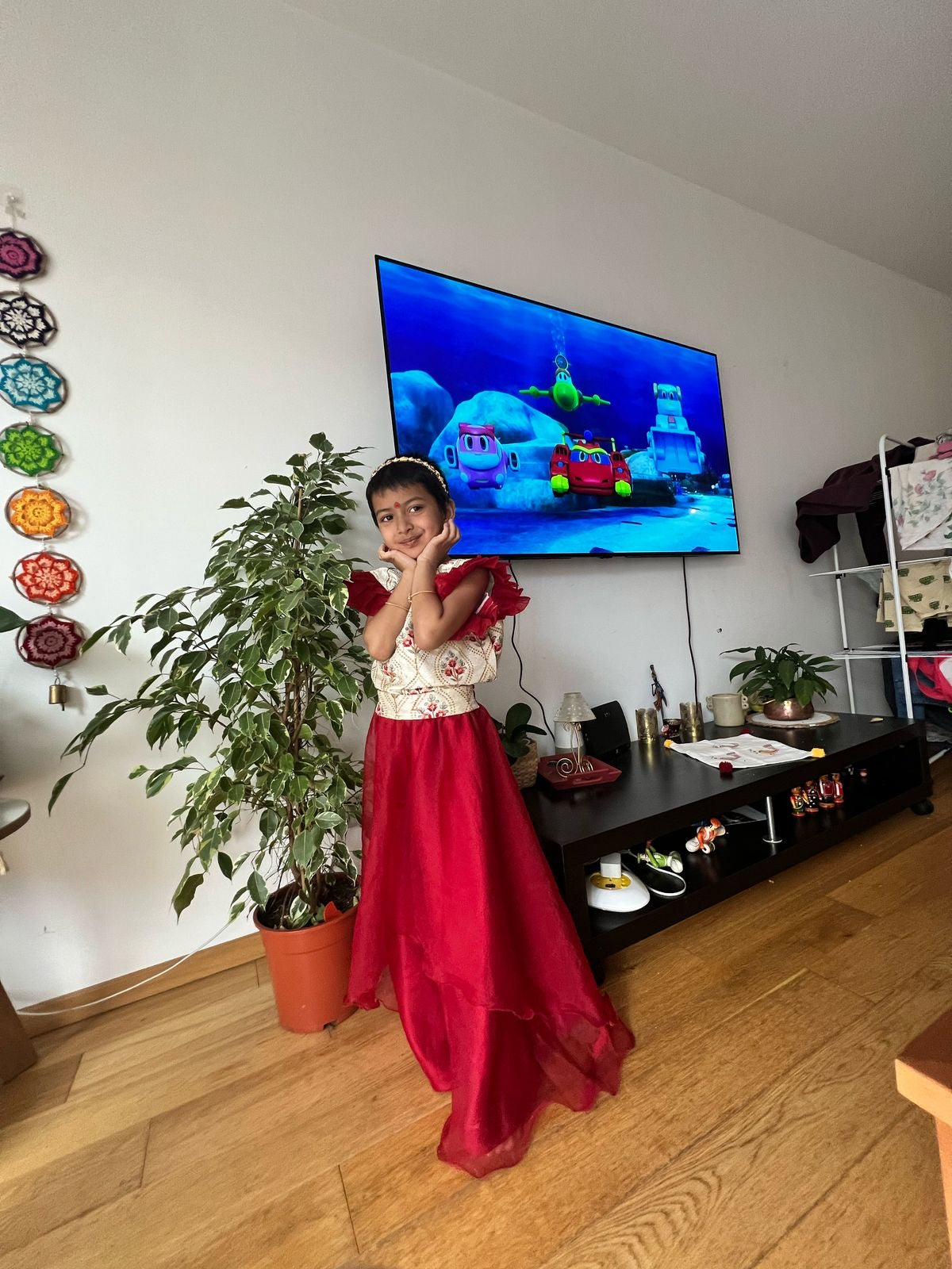 1 to 2 yrs : Cute & Pretty princess dress : Banarasi top with Organza Lehenga