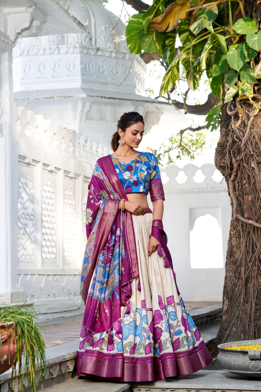 ANUSHA catalogue Fancy Semi stitched dola silk Kalamkari Lehenga Set - New arrival ready for dispatch