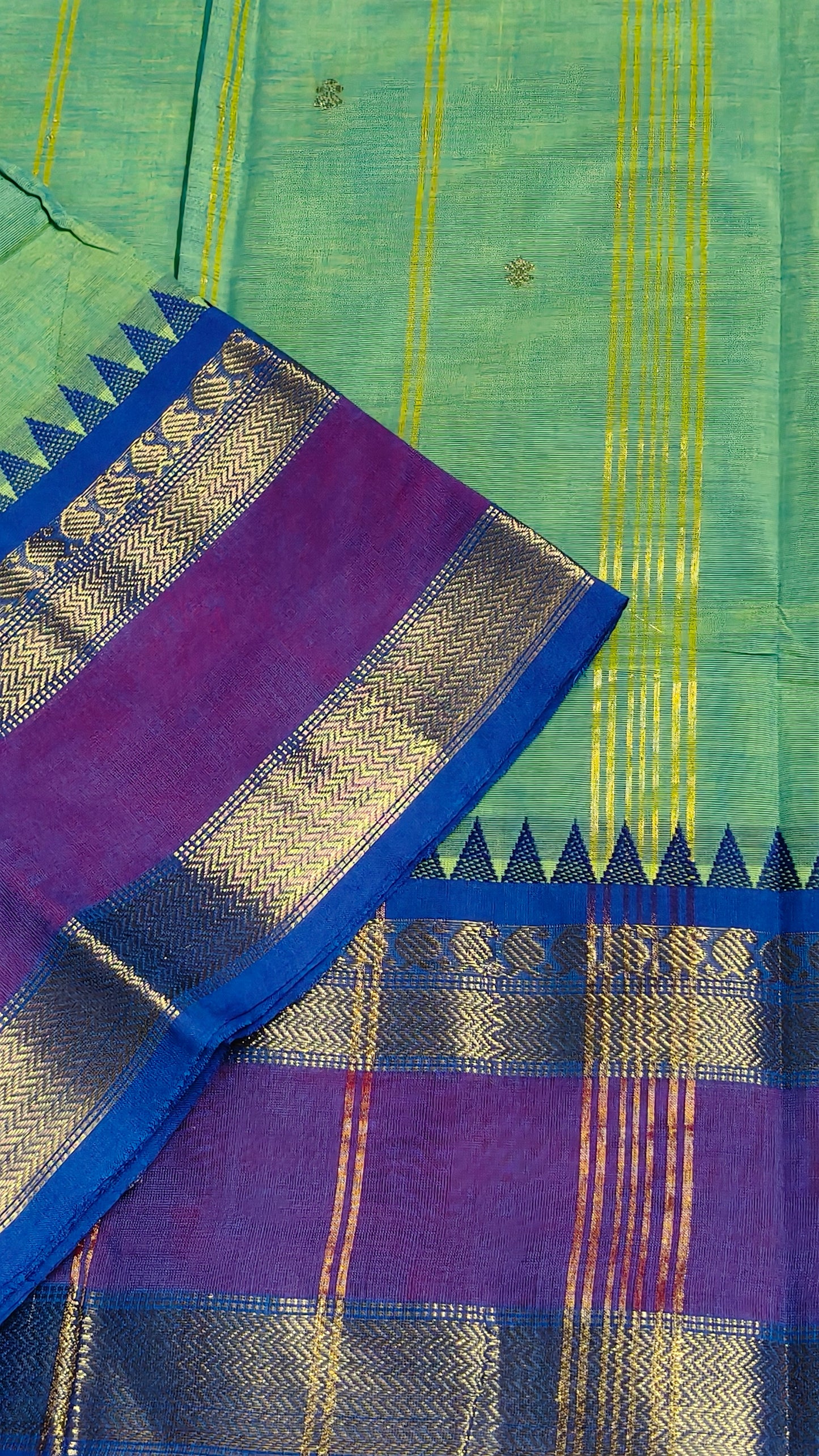 Pure kanchi border handloom chettinadu kandangi saree without blouse