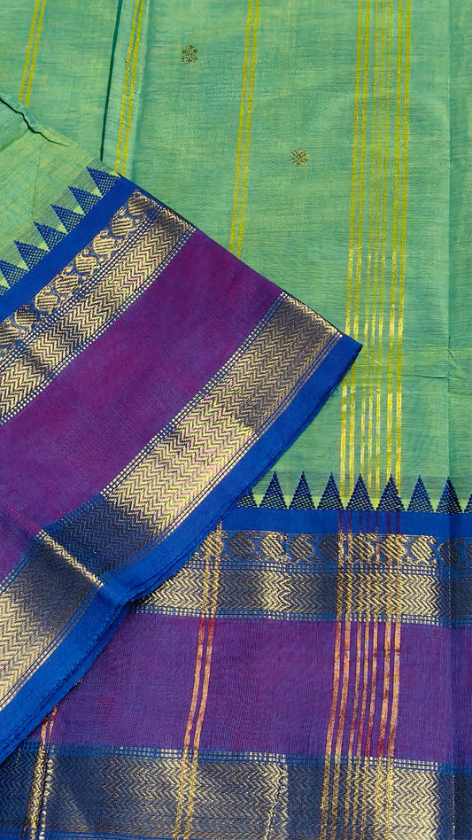 Pure kanchi border handloom chettinadu kandangi saree without blouse