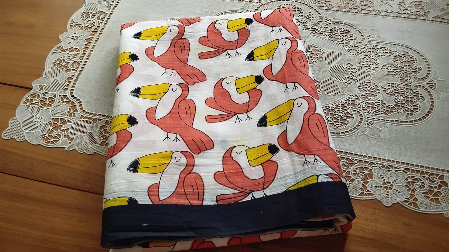 Soft screen printed premium mulmul cotton saree with blouse