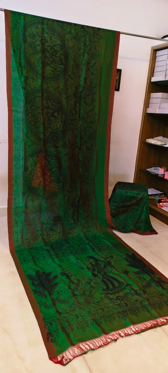 Chanderi silk pen kalamkari sarees