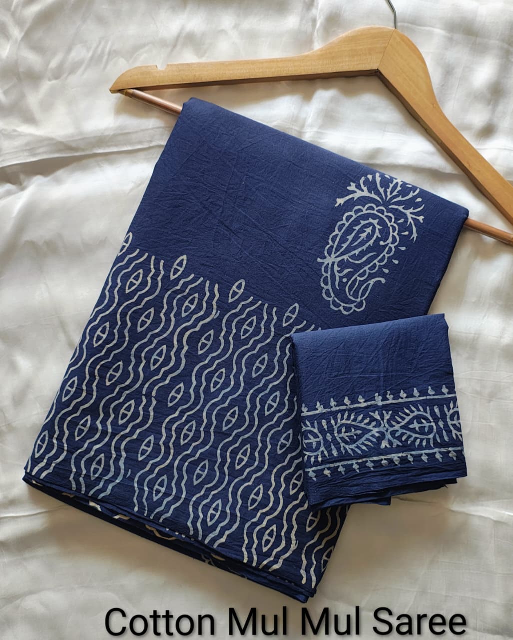 Pre-Order Bagru handBlock Print Cotton mulmul Sarees With Running Blouse