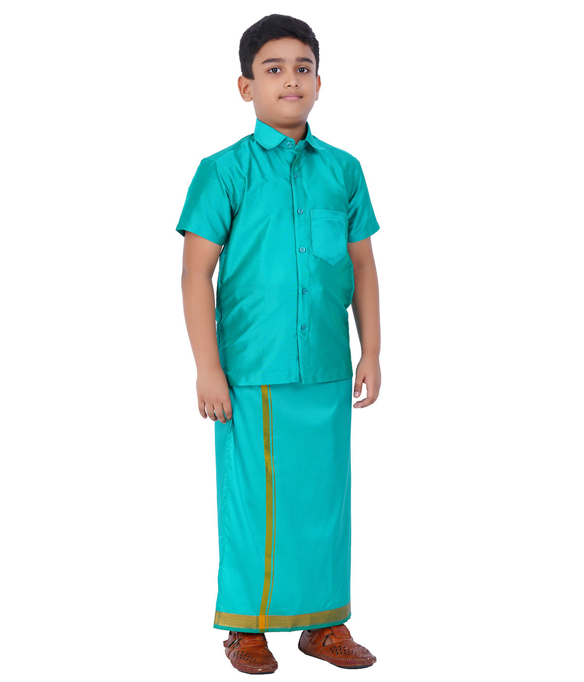 Pre order Age 1 to 5 Boys ethnic shirt and velcro dhoti set