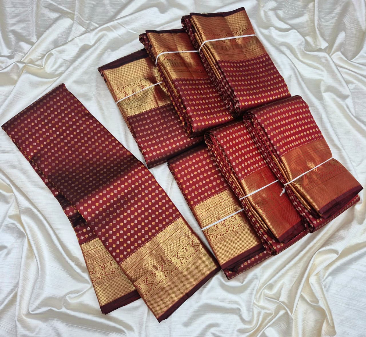 Pre order Kanchipuram Pure Handloom Full Brocade maroon 1000 butta 2gram gold zari bridal silk saree premium quality