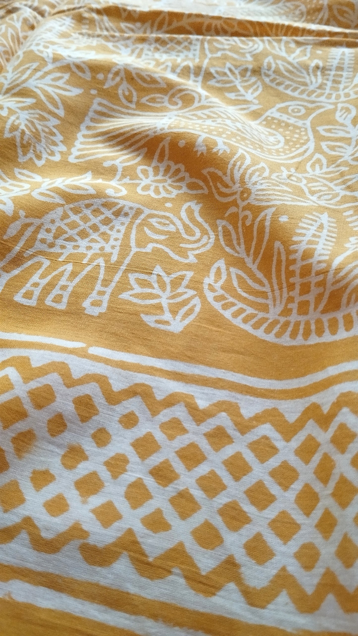 Soft hand printed premium mulmul cotton saree with blouse