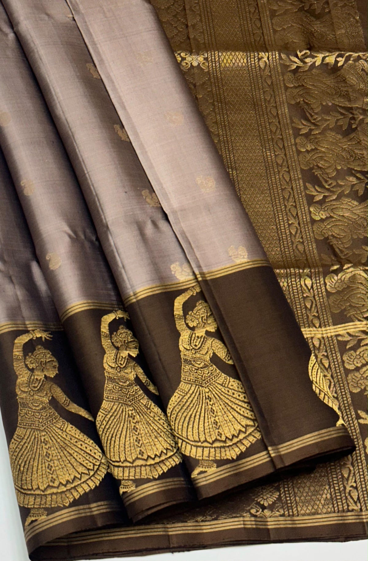 Beautiful Bharatanatiyam south Indian dance border pure kanchipuram SOFT SILK SAREE