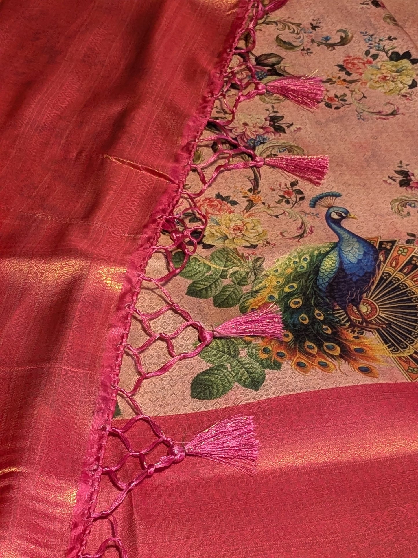 Premium digital floral softy copper zari kubera pattu saree