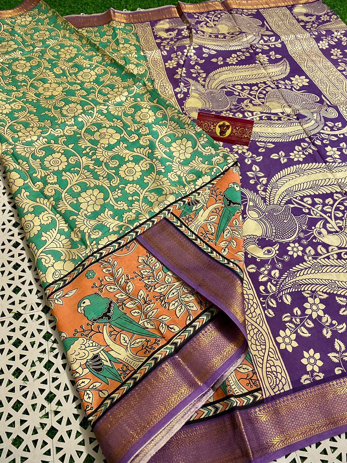 Pre Order Pure Handloom Kalamkari Silk Sarees with All over Designs & Zari Nizam borders