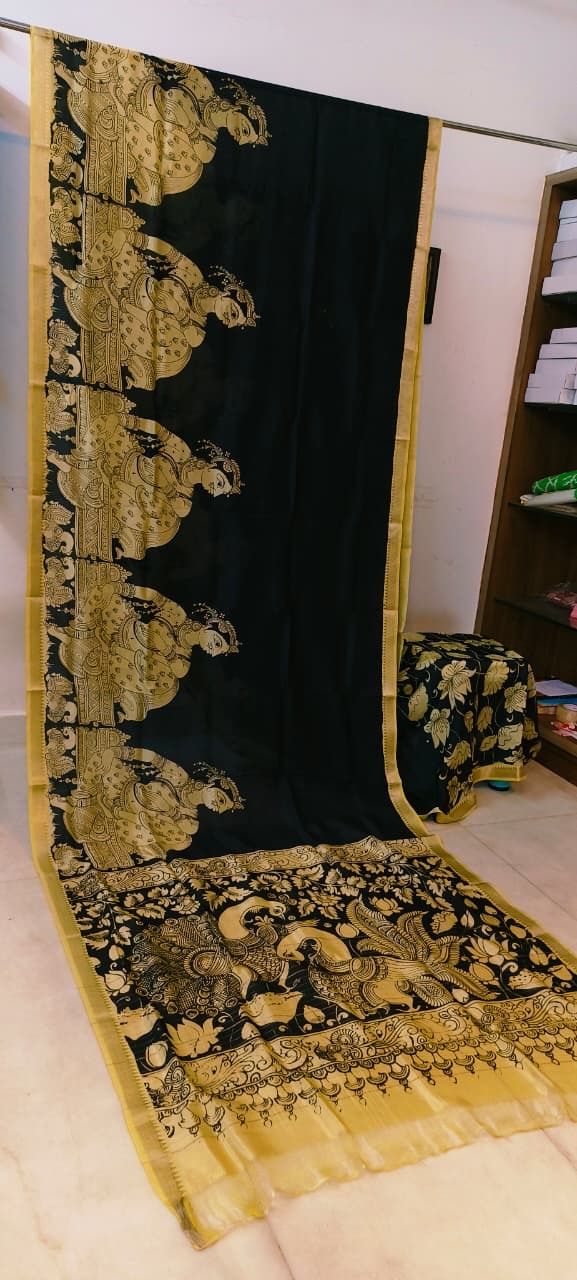 Chanderi silk pen kalamkari sarees