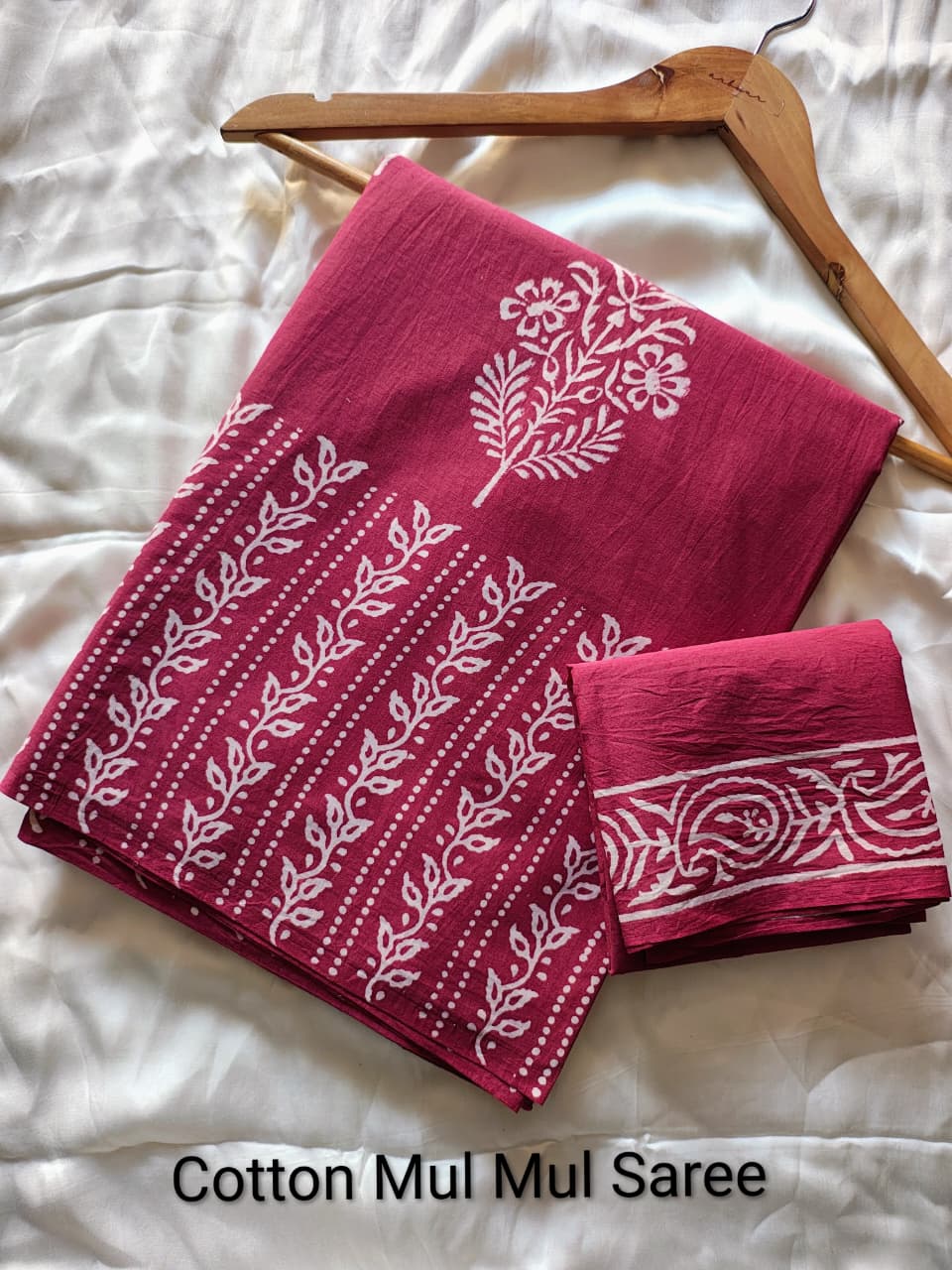 Pre-Order Bagru handBlock Print Cotton mulmul Sarees With Running Blouse
