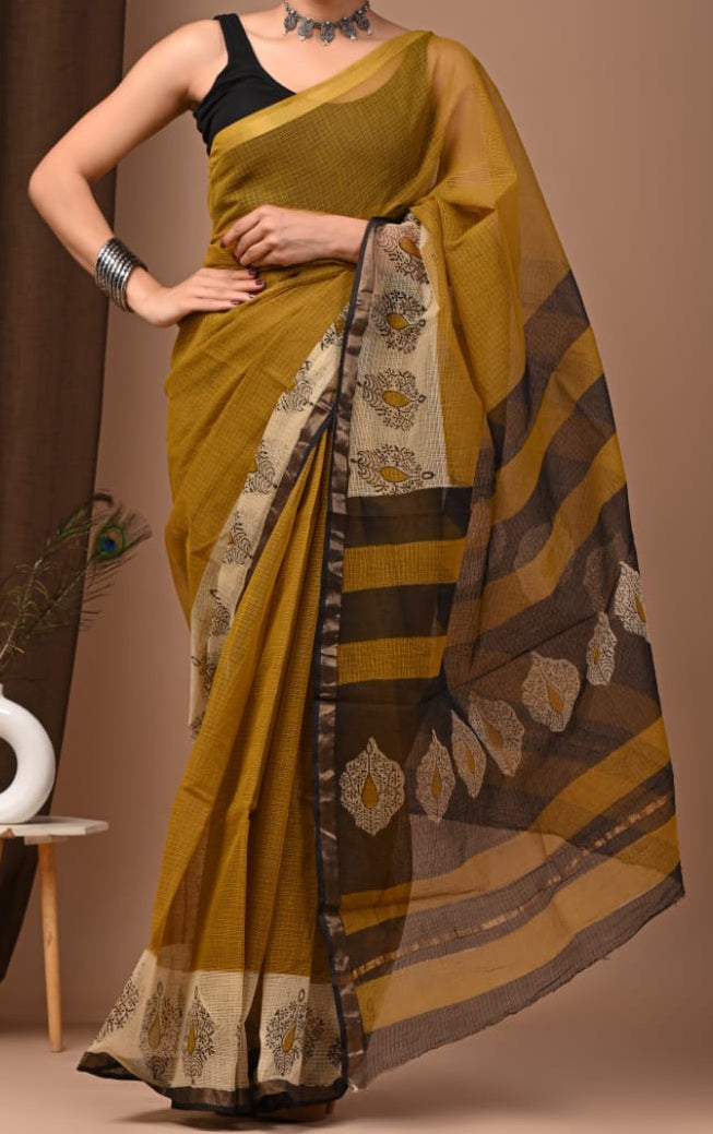 New Unique collection of Colourful Bagru Hand block printed kota doriya sarees with blouse (Copy)