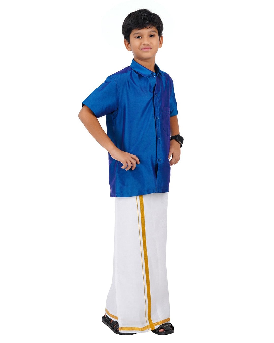 Pre order Age 1 to 5 Boys ethnic shirt and velcro dhoti set