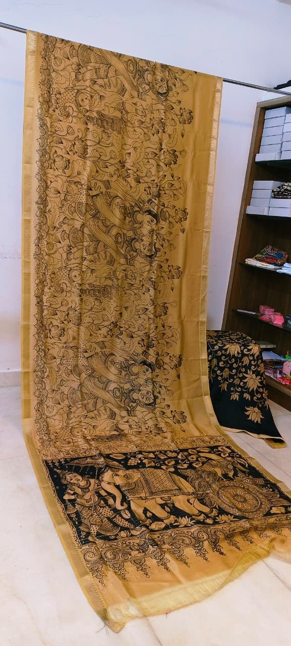 Chanderi silk pen kalamkari sarees