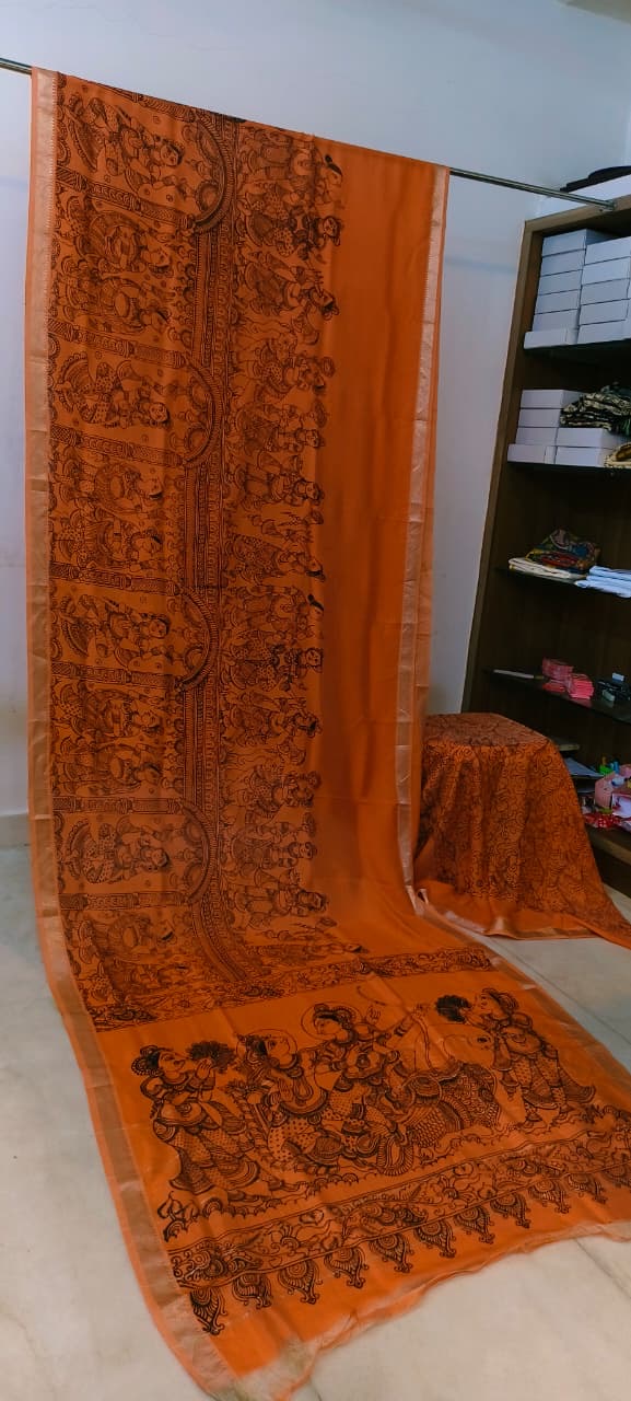 Chanderi silk pen kalamkari sarees