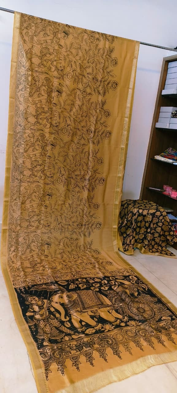 Chanderi silk pen kalamkari sarees
