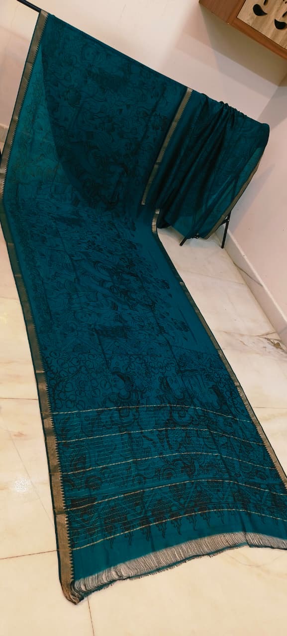 Chanderi silk pen kalamkari sarees