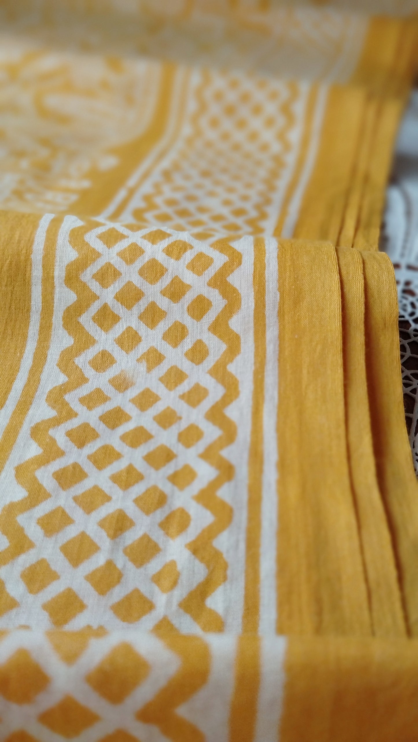 Soft hand printed premium mulmul cotton saree with blouse