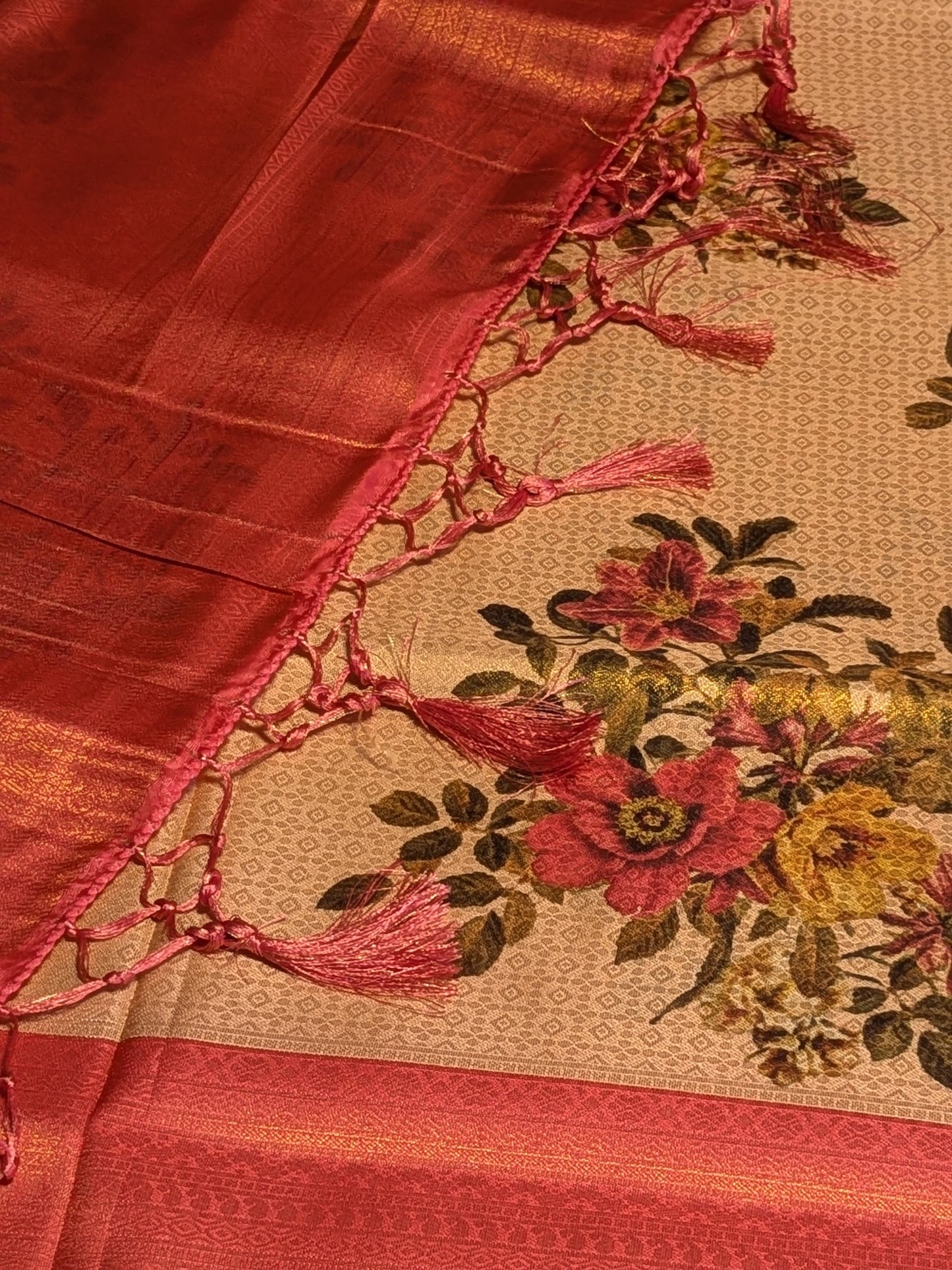 Premium digital floral softy copper zari kubera pattu saree