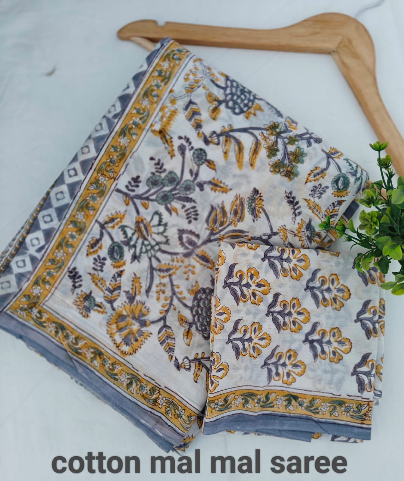 Pre-Order Bagru handBlock Print Cotton mulmul Sarees With Running Blouse