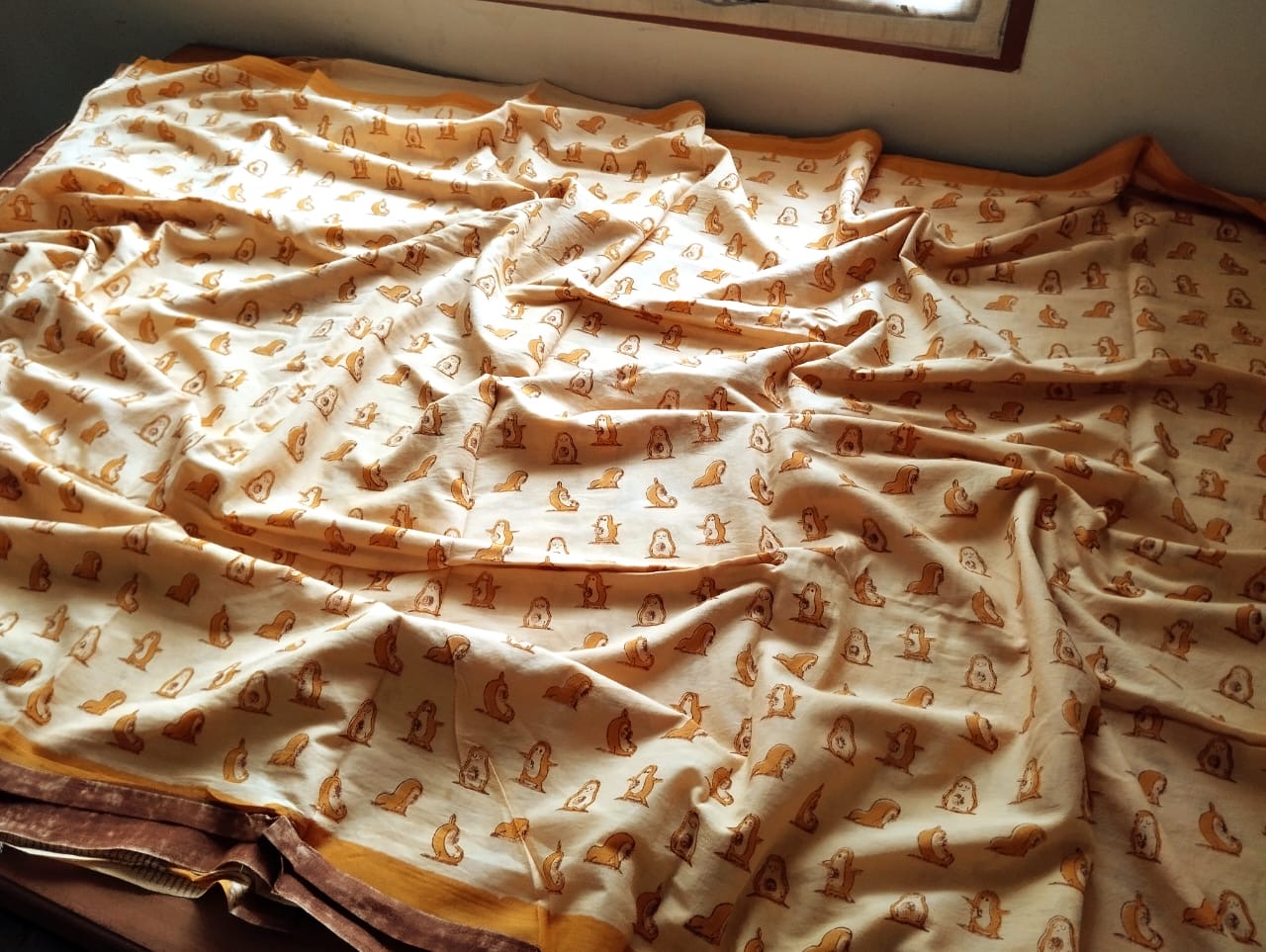 Soft premium hand dyed & hand printed bagru mulmul cotton saree with blouse