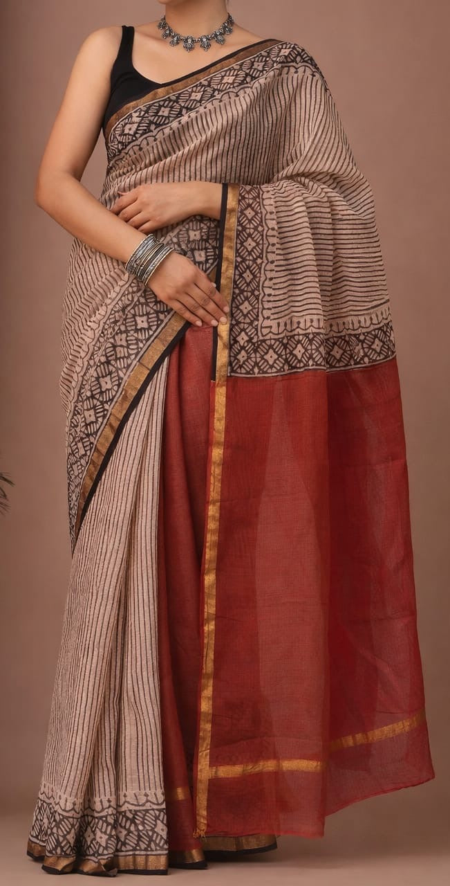 New Unique collection of Colourful Bagru Hand block printed kota doriya sarees with blouse