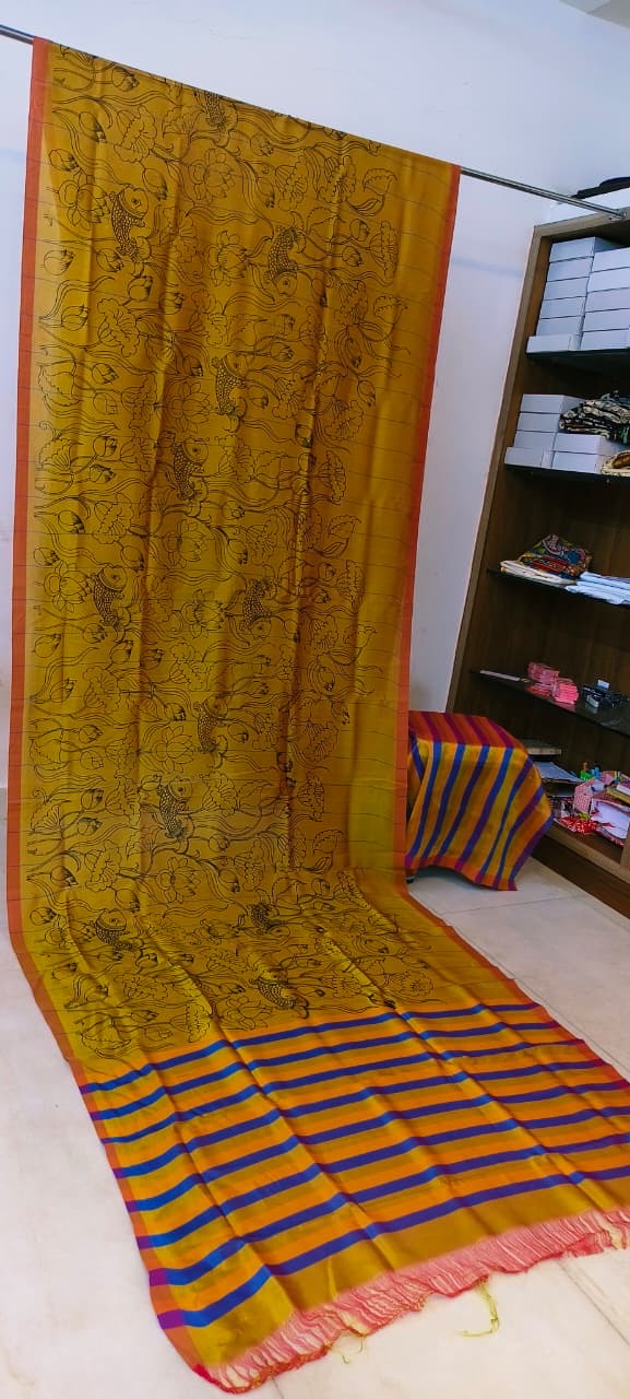 Chanderi silk pen kalamkari sarees