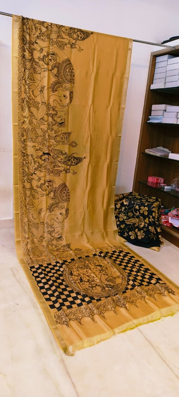 Chanderi silk pen kalamkari sarees