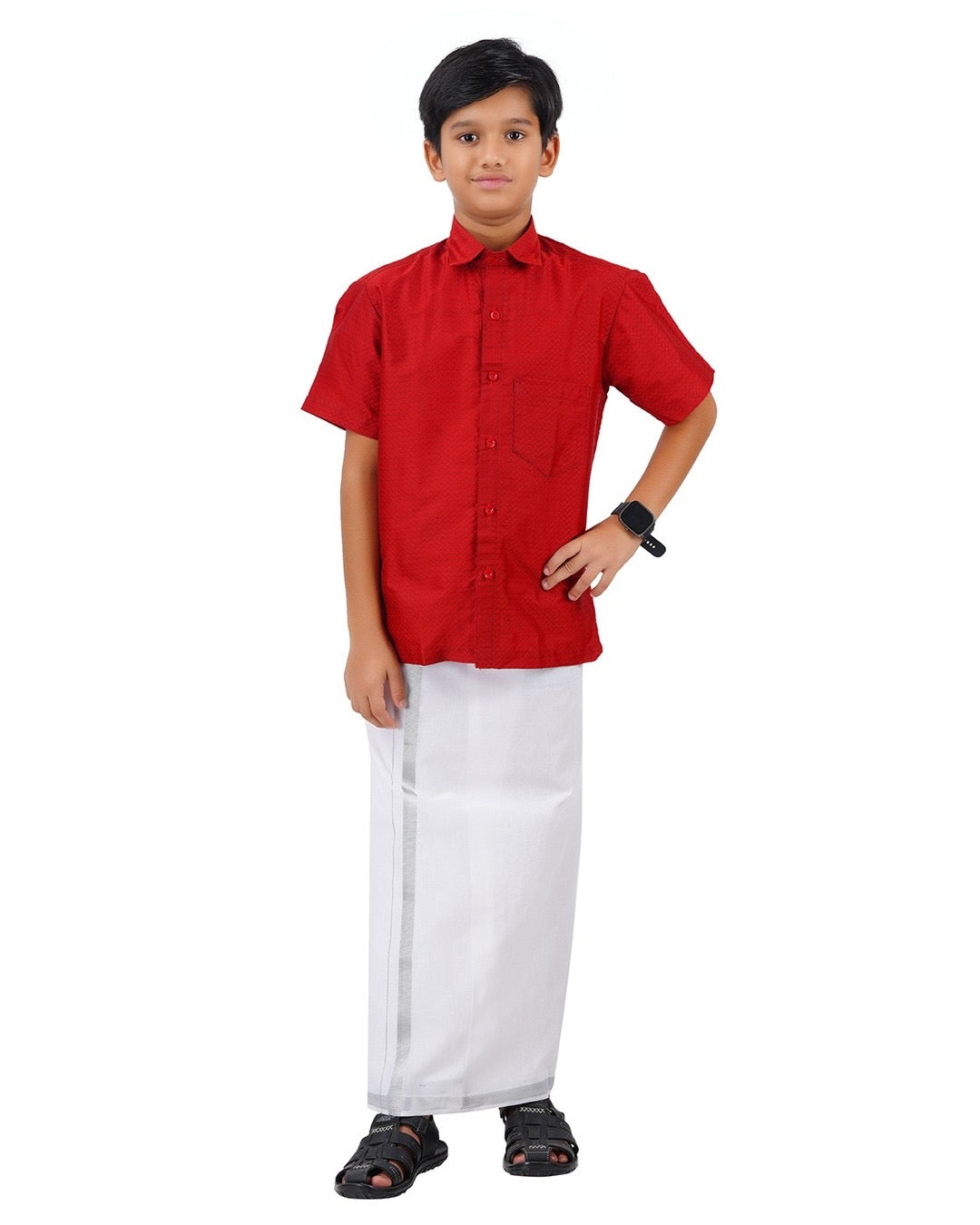 Pre order Age 1 to 5 Boys ethnic shirt and velcro dhoti set