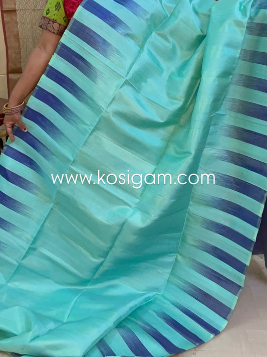 Pure handloom double warp beautiful soft Silk Saree : bleed blue 💙🦋🩵