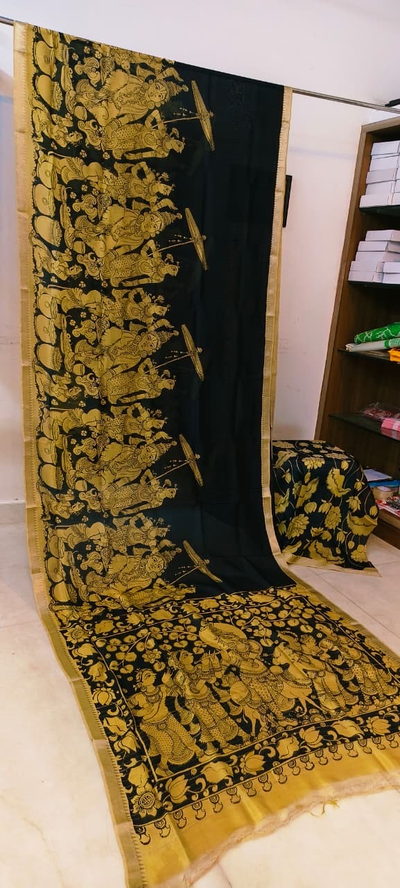 Chanderi silk pen kalamkari sarees