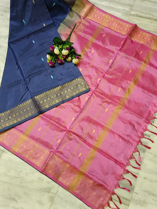Beautiful kanchi double side border Banapith saree without blouse