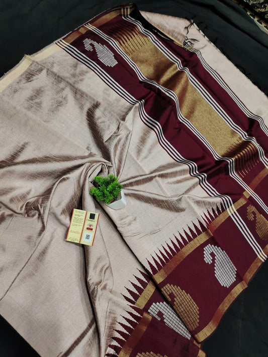 Original Raw silk handloom Saree with silkmark hologram