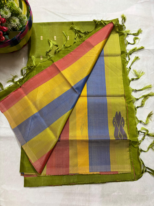 Multicolored Vegan Banana Pith Silk Saree without blouse