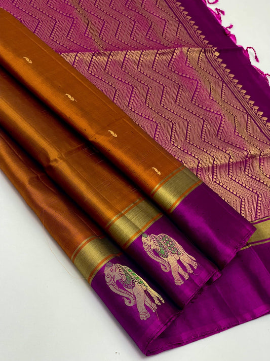 Festival collection Pure Soft Silk saree pretty detailed elephants border