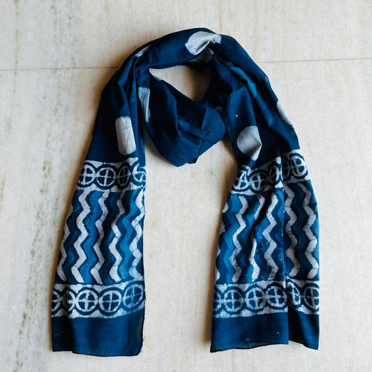 Pure Hand block printed cotton stole : Bagru print