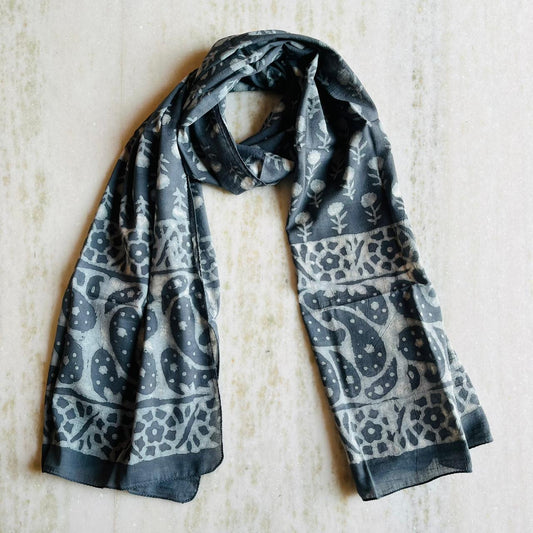 Pure Hand block printed cotton stole : Bagru print