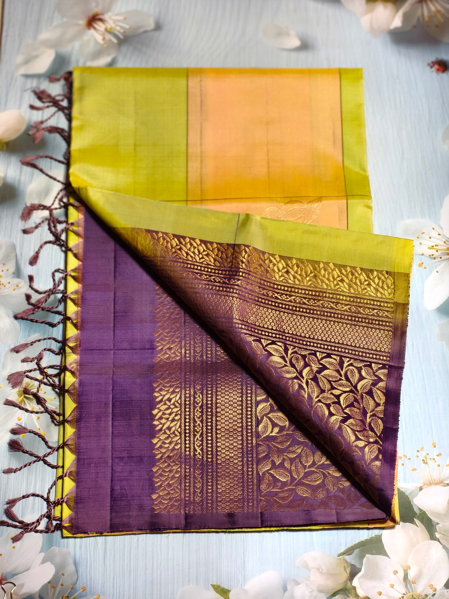 New design new arrival: Handloom Double Warp beautiful big checks with floral motifs Soft Silk Saree