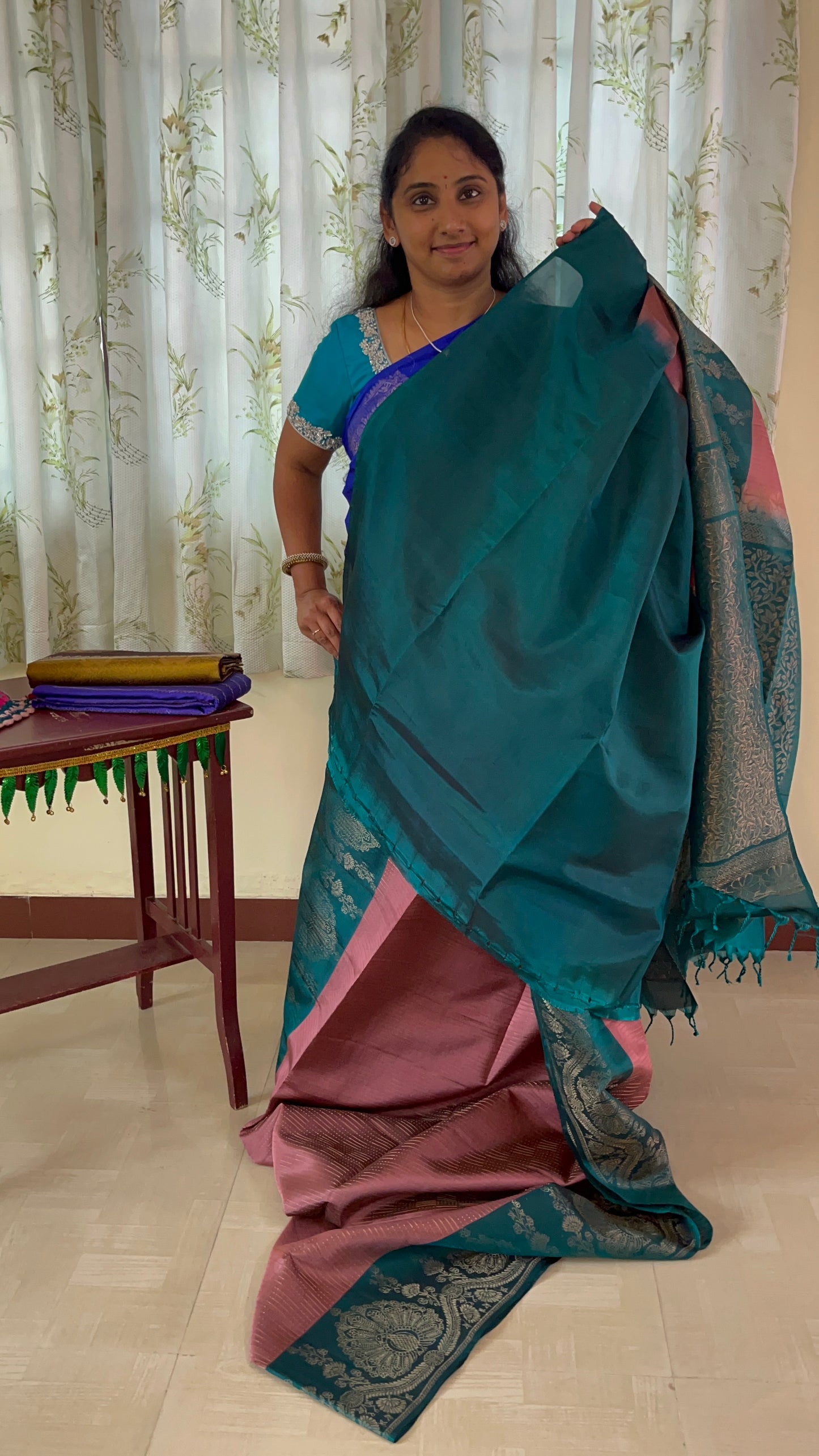 Peacock border pure handloom double warp beautiful pure Silk Saree