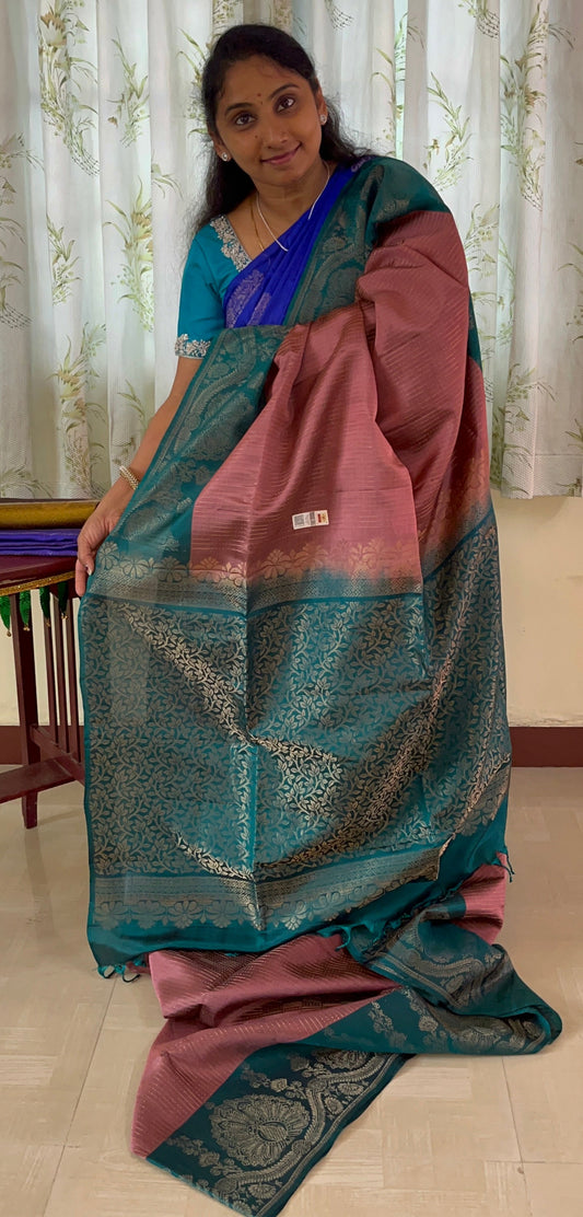 Peacock border pure handloom double warp beautiful pure Silk Saree
