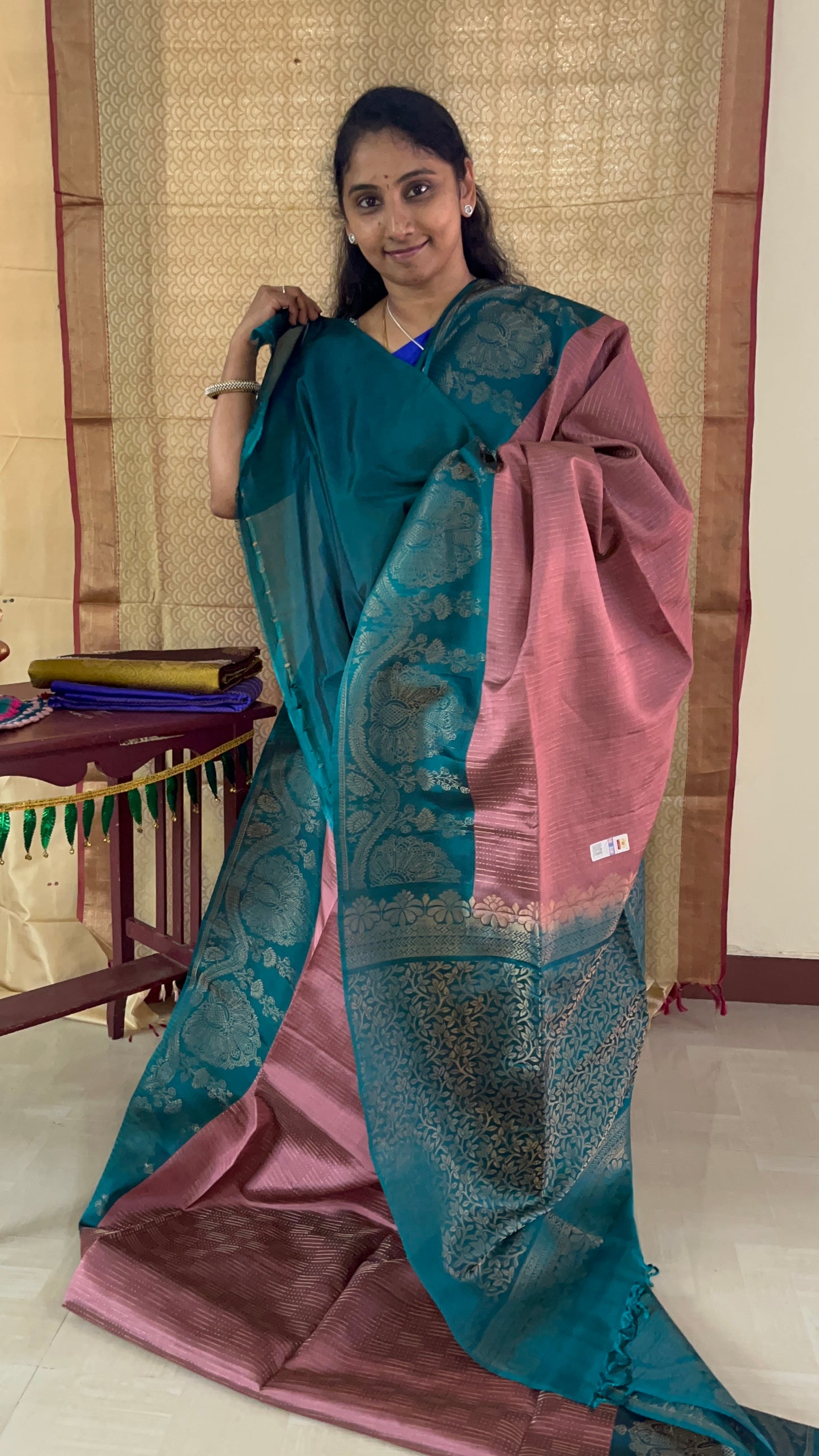 Peacock border pure handloom double warp beautiful pure Silk Saree